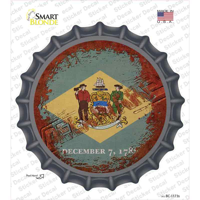 Delaware Rusty Stamped Novelty Bottle Cap Sticker Decal