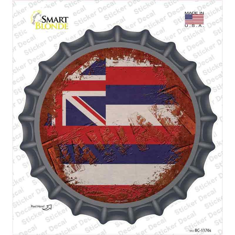 Hawaii Rusty Stamped Novelty Bottle Cap Sticker Decal