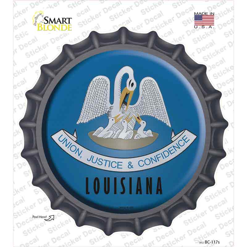 Louisiana State Flag Novelty Bottle Cap Sticker Decal