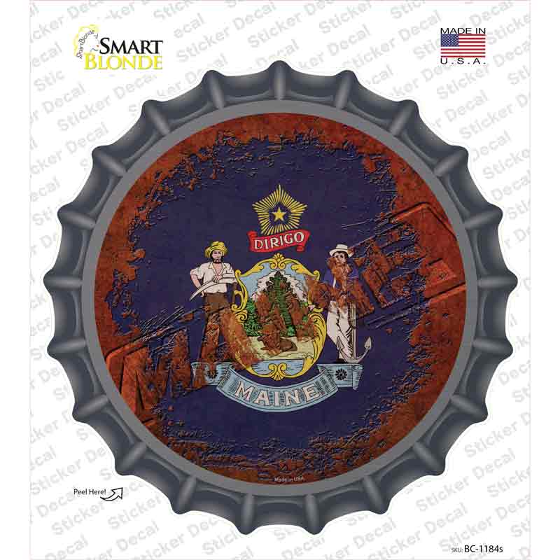 Maine Rusty Stamped Novelty Bottle Cap Sticker Decal