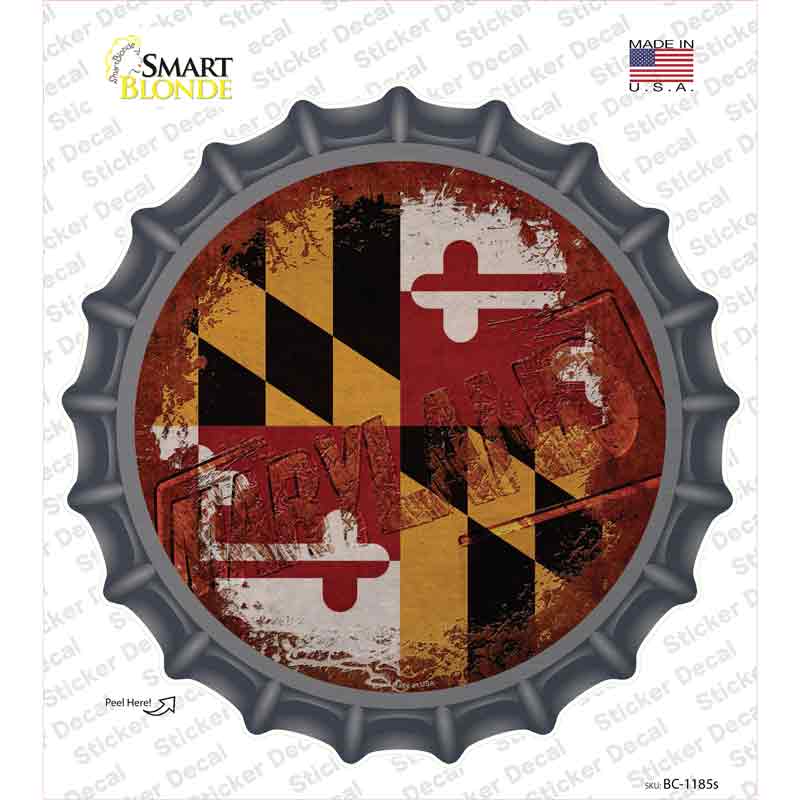 Maryland Rusty Stamped Novelty Bottle Cap Sticker Decal