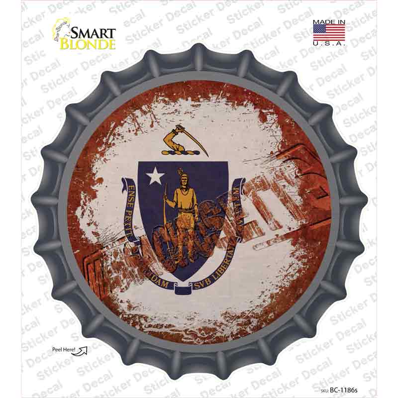 Massachusetts Rusty Stamped Novelty Bottle Cap Sticker Decal