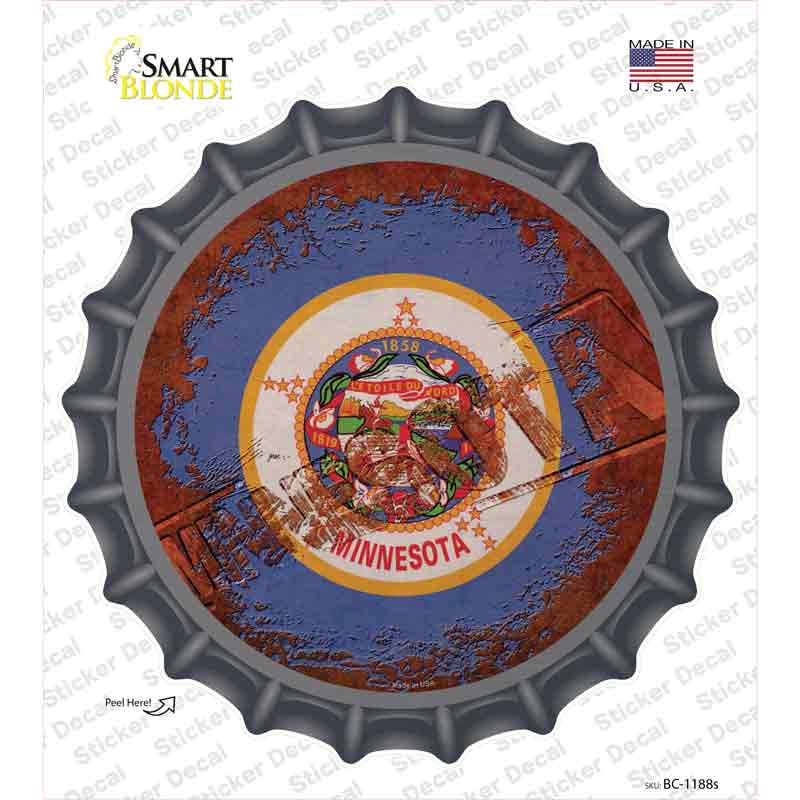 Minnesota Rusty Stamped Novelty Bottle Cap Sticker Decal