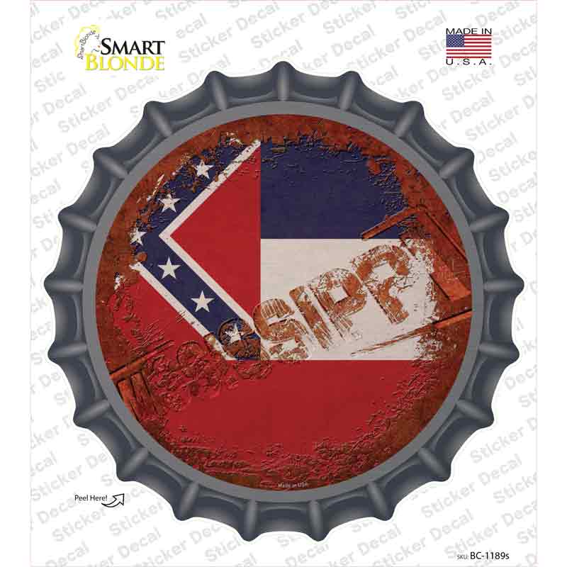 Mississippi Rusty Stamped Novelty Bottle Cap Sticker Decal