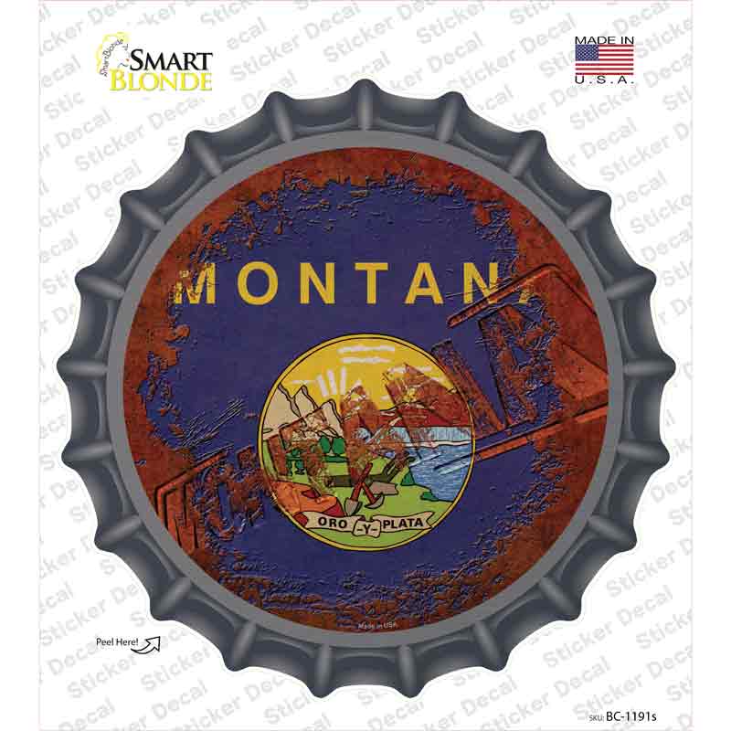 Montana Rusty Stamped Novelty Bottle Cap Sticker Decal