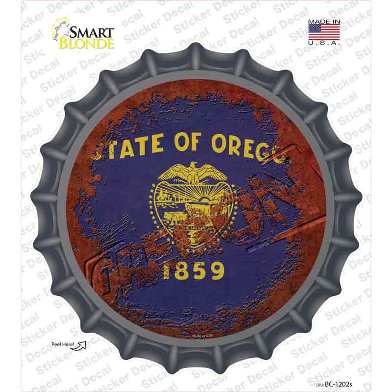 Oregon Rusty Stamped Novelty Bottle Cap Sticker Decal