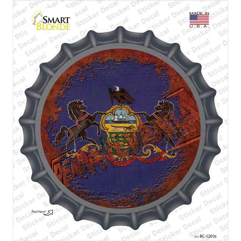 Pennsylvania Rusty Stamped Novelty Bottle Cap Sticker Decal