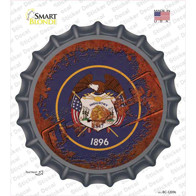 Utah Rusty Stamped Novelty Bottle Cap Sticker Decal