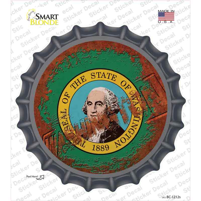 Washington Rusty Stamped Novelty Bottle Cap Sticker Decal