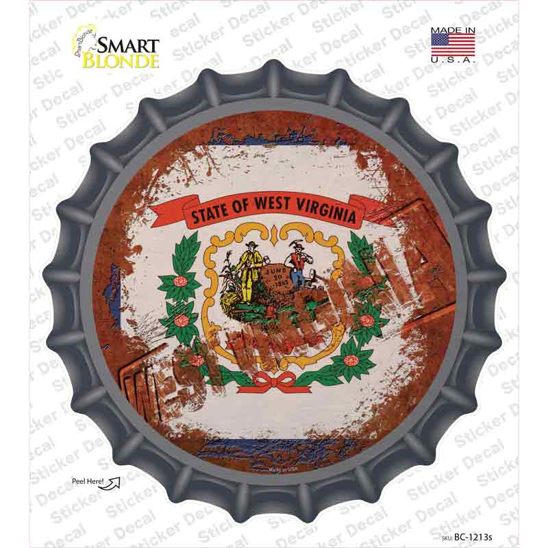 West Virginia Rusty Stamped Novelty Bottle Cap Sticker Decal