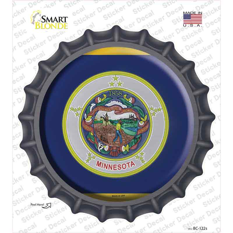 Minnesota State Flag Novelty Bottle Cap Sticker Decal