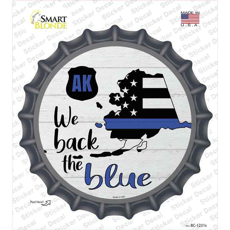 Alaska Back The Blue Novelty Bottle Cap Sticker Decal