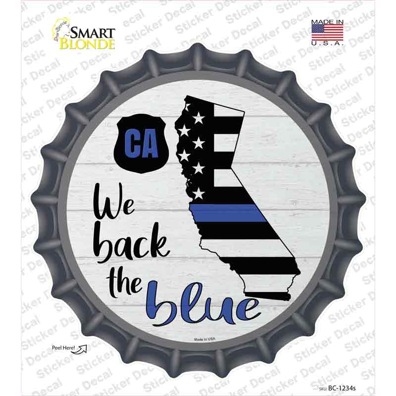 California Back The Blue Novelty Bottle Cap Sticker Decal