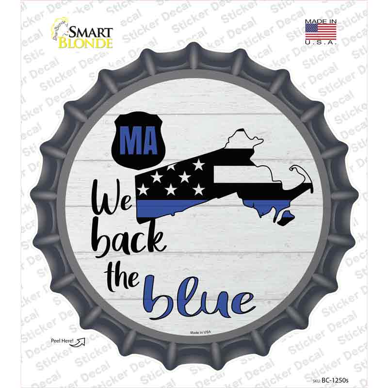 Massachusetts Back The Blue Novelty Bottle Cap Sticker Decal