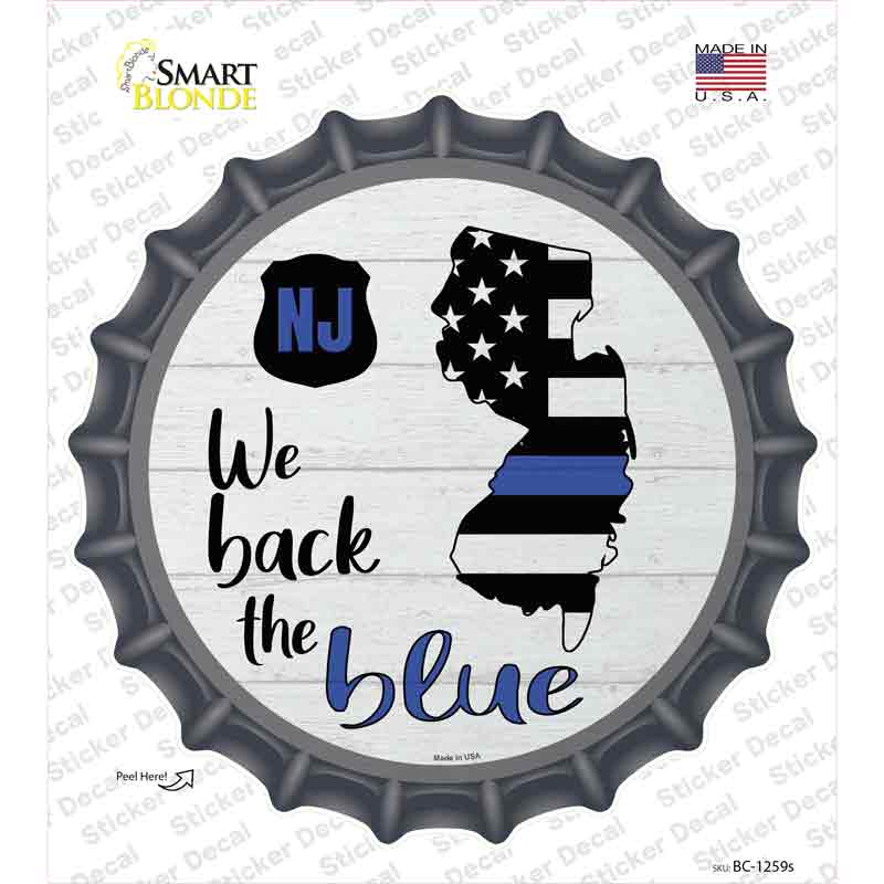 New Jersey Back The Blue Novelty Bottle Cap Sticker Decal