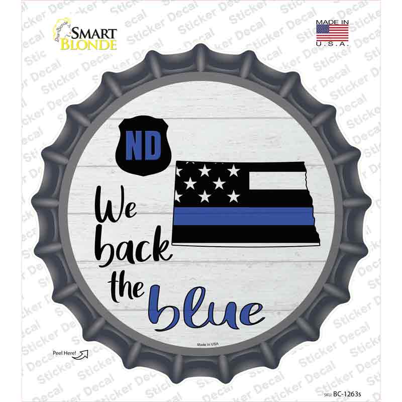 North Dakota Back The Blue Novelty Bottle Cap Sticker Decal