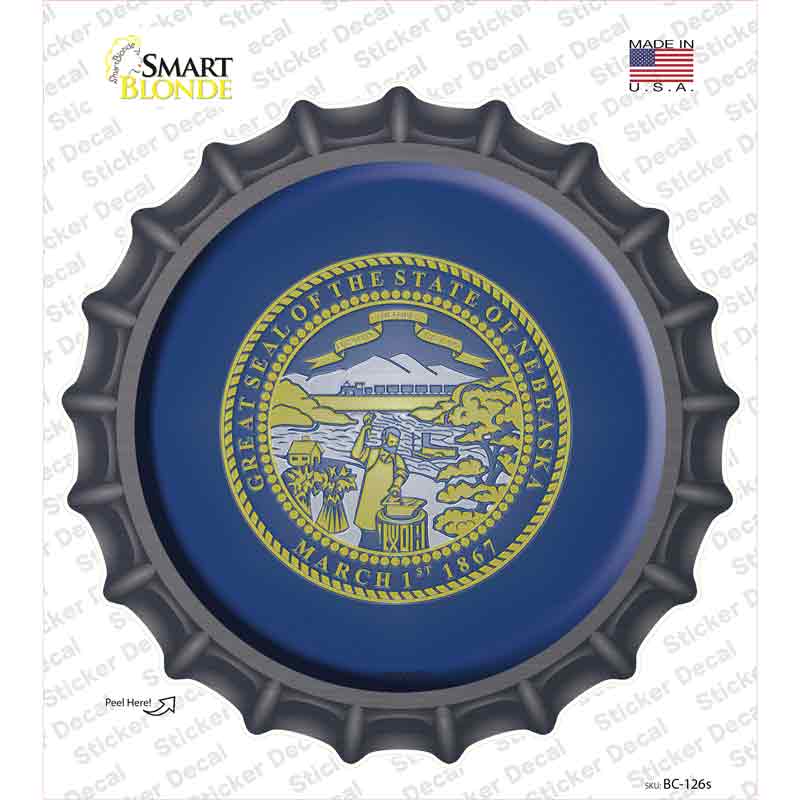 Nebraska State Flag Novelty Bottle Cap Sticker Decal