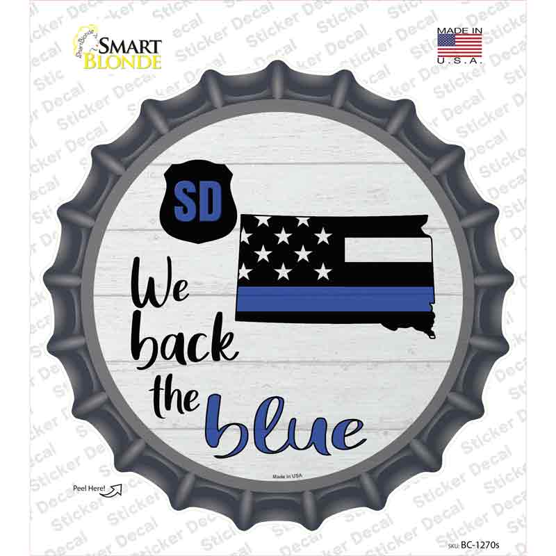 South Dakota Back The Blue Novelty Bottle Cap Sticker Decal