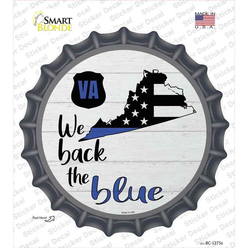 Virginia Back The Blue Novelty Bottle Cap Sticker Decal