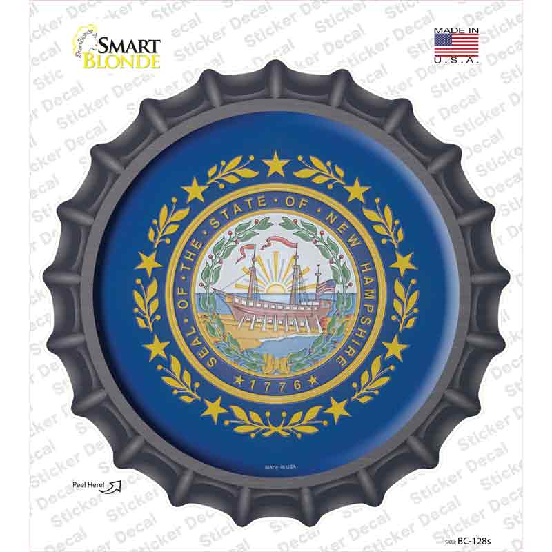 New Hampshire State Flag Novelty Bottle Cap Sticker Decal