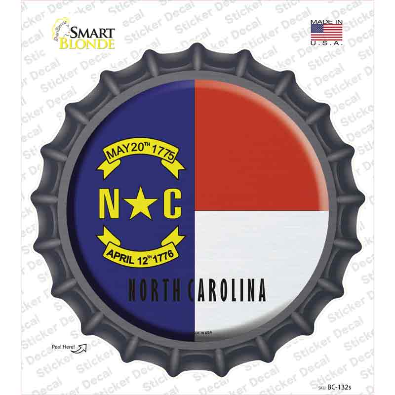 North Carolina State Flag Novelty Bottle Cap Sticker Decal