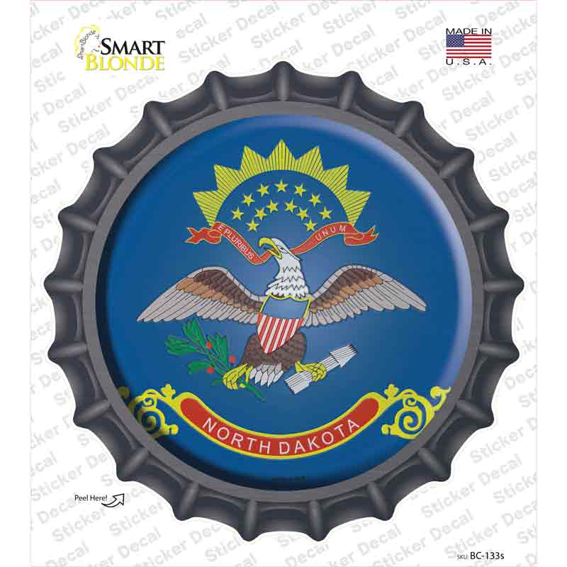 North Dakota State Flag Novelty Bottle Cap Sticker Decal
