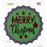 Merry Christmas Plaid Green Novelty Bottle Cap Sticker Decal