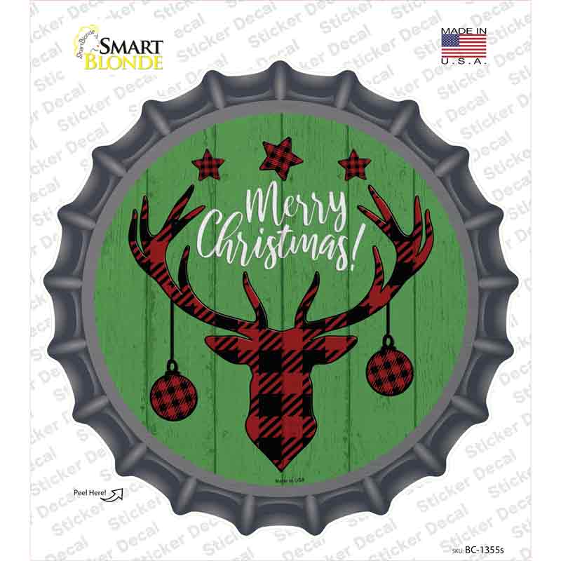 Merry Christmas Reindeer Novelty Bottle Cap Sticker Decal