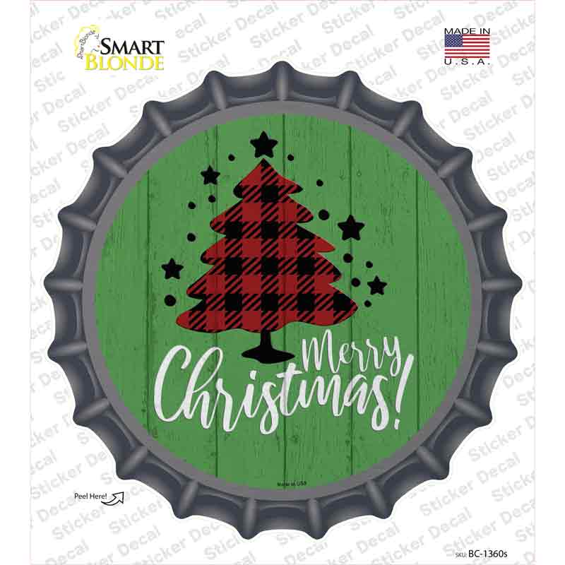 Merry Christmas With Tree Novelty Bottle Cap Sticker Decal