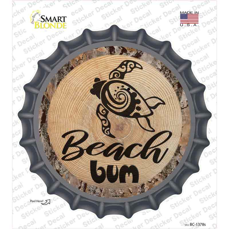 Beach Bum Seaturtle Novelty Bottle Cap Sticker Decal