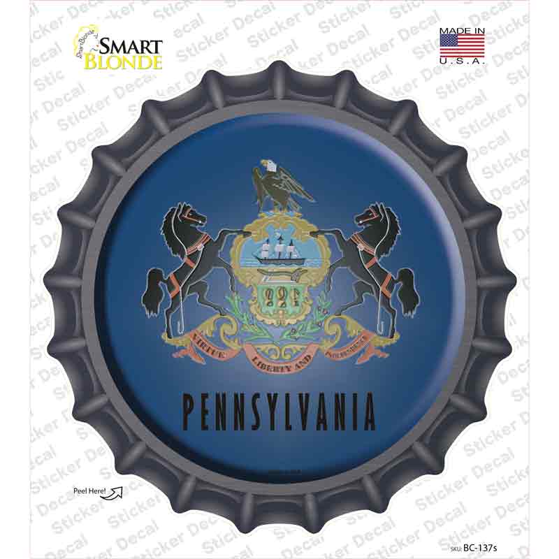Pennsylvania Flag Novelty Bottle Cap Sticker Decal