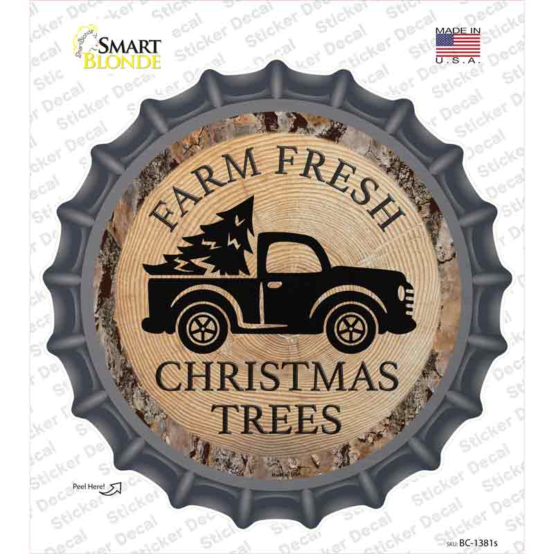 Farm Fresh Christmas Trees Novelty Bottle Cap Sticker Decal