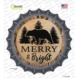 Merry and Bright Bear Novelty Bottle Cap Sticker Decal