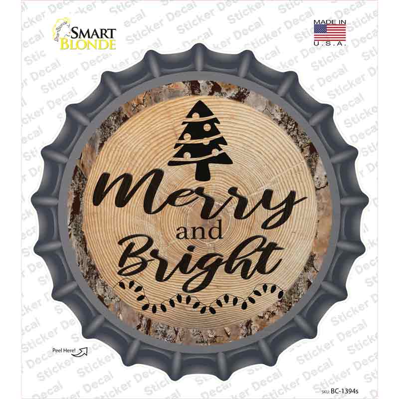 Merry and Bright Novelty Bottle Cap Sticker Decal
