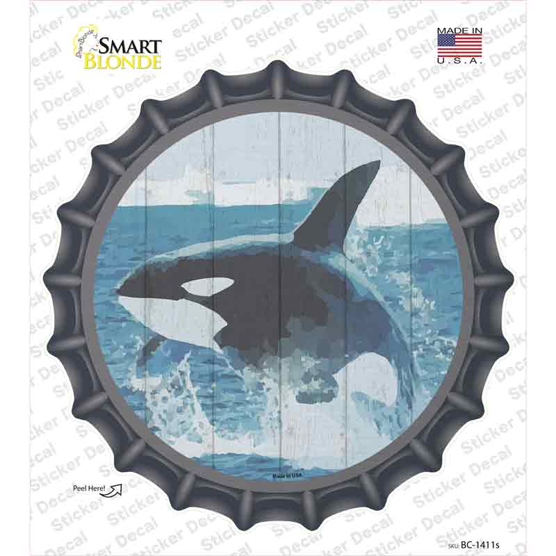 Whale Out of Water Novelty Bottle Cap Sticker Decal