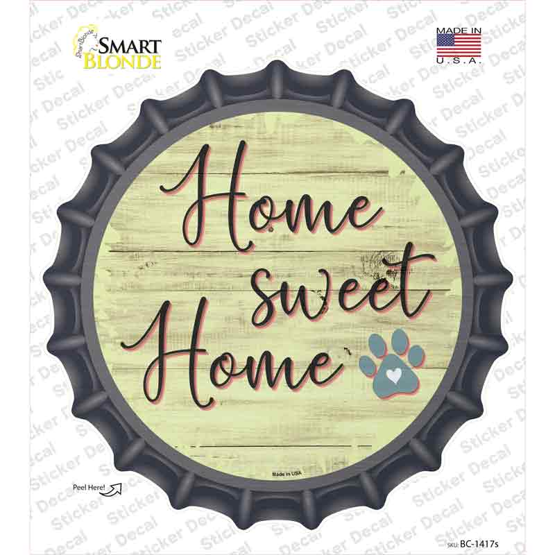 Home Sweet Home Paw Print Novelty Bottle Cap Sticker Decal
