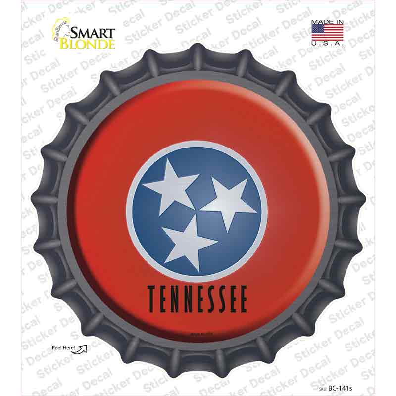 Tennessee State Flag Novelty Bottle Cap Sticker Decal