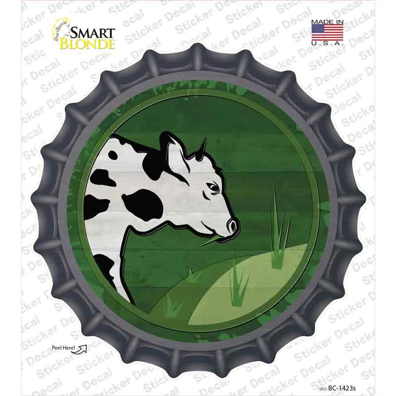 Cow Eating Grass Novelty Bottle Cap Sticker Decal