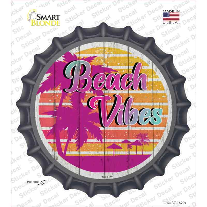 Beach Vibes Palm Novelty Bottle Cap Sticker Decal