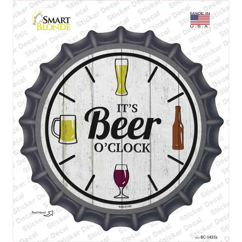 Beer Oclock Novelty Bottle Cap Sticker Decal