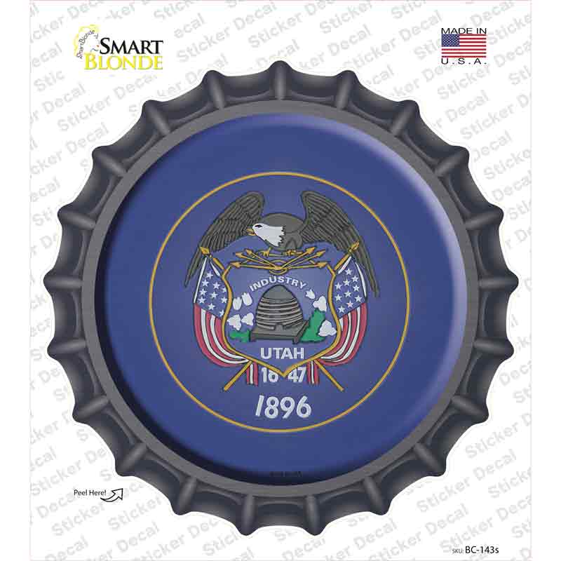 Utah State Flag Novelty Bottle Cap Sticker Decal