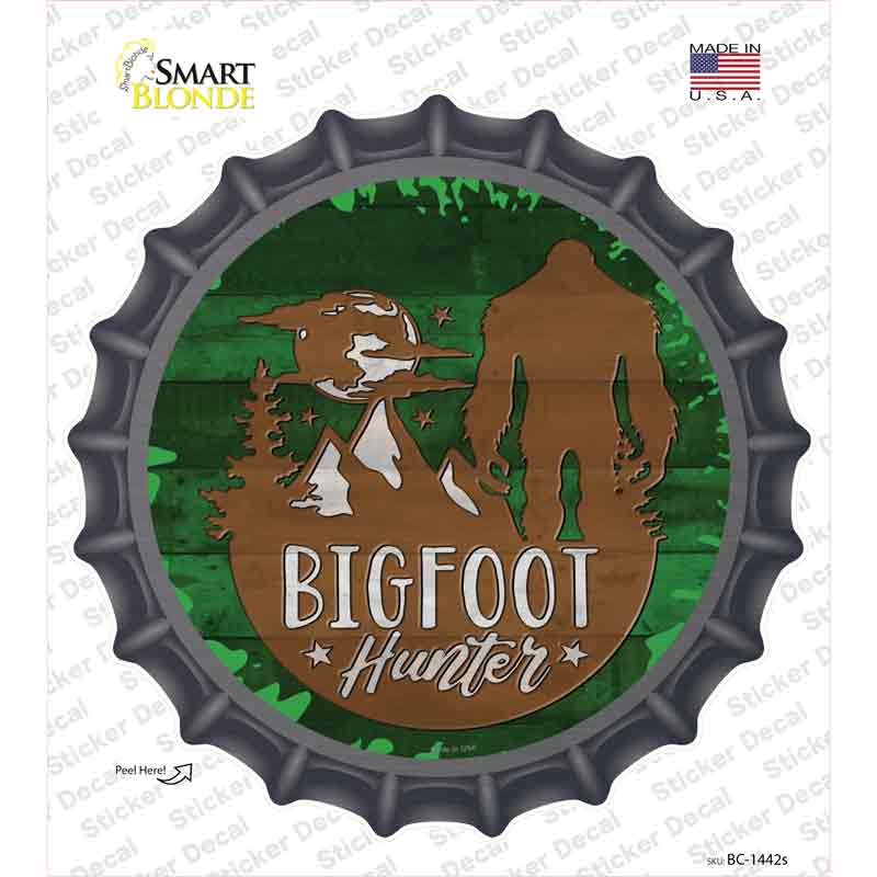 Bigfoot Hunter Silhouette Novelty Bottle Cap Sticker Decal