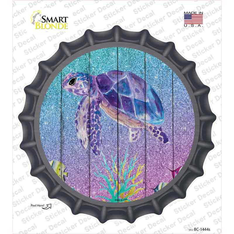 Colorful Sea Turtle Novelty Bottle Cap Sticker Decal