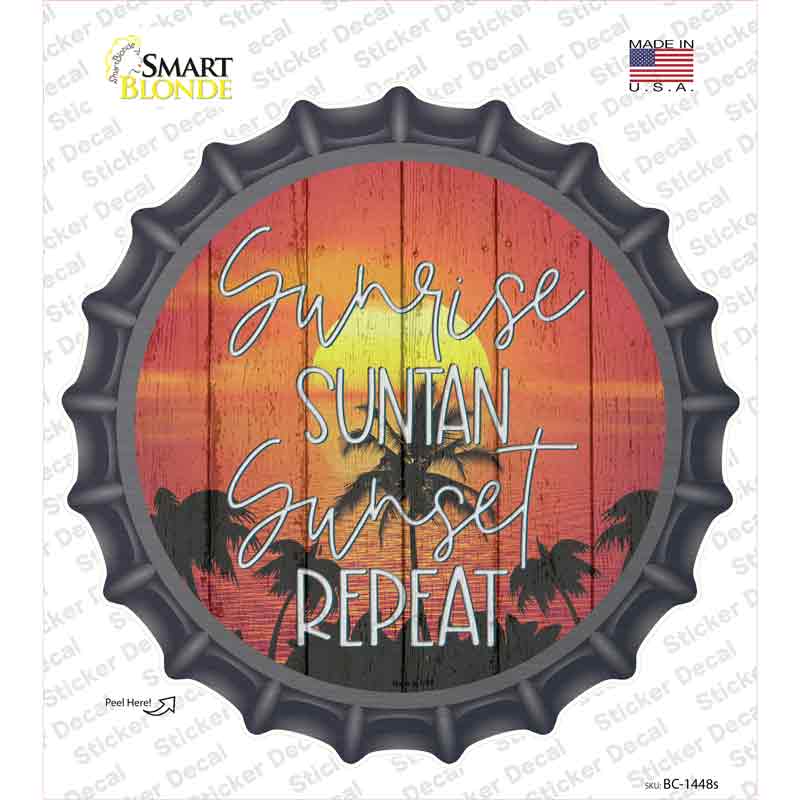 Sunrise Suntan Sunset Novelty Bottle Cap Sticker Decal