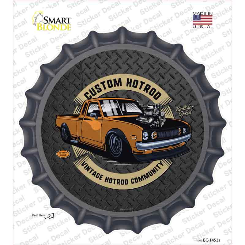 Custom Orange Hotrod Novelty Bottle Cap Sticker Decal