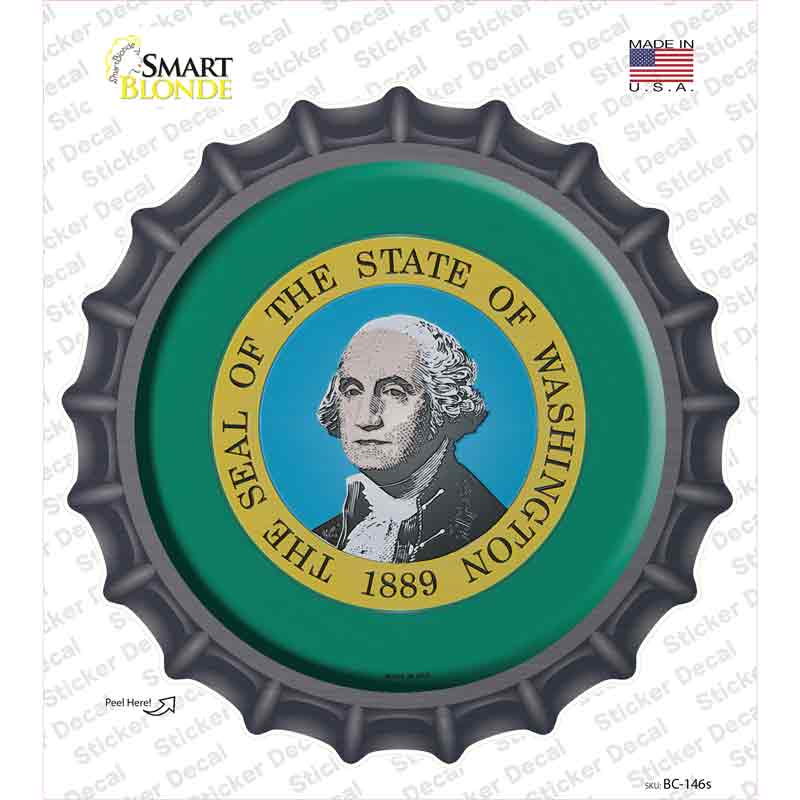 Washington State Flag Novelty Bottle Cap Sticker Decal