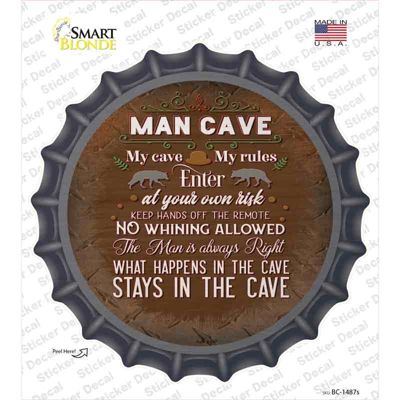 No Whining In Cave Novelty Bottle Cap Sticker Decal