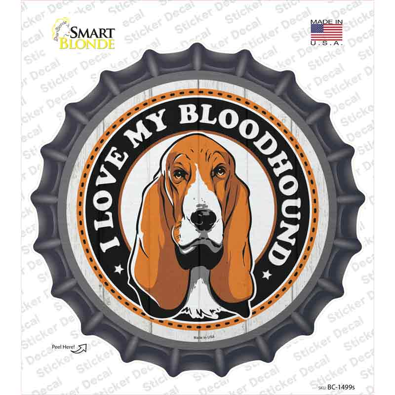 I Love My Bloodhound Color Novelty Bottle Cap Sticker Decal