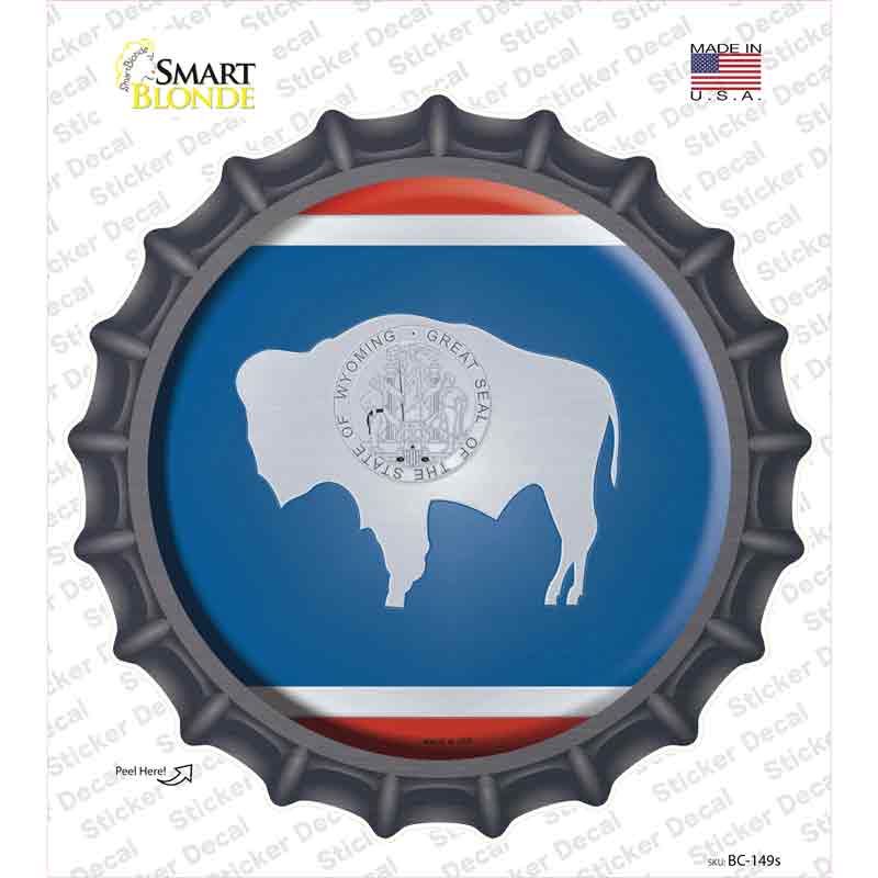 Wyoming State Flag Novelty Bottle Cap Sticker Decal