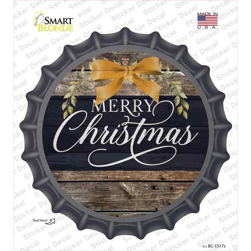 Merry Christmas Yellow Bow Novelty Bottle Cap Sticker Decal